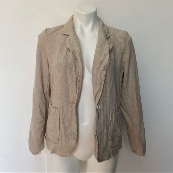 Premise Linen Blend Oatmeal Casual Blazer - Picture 1 of 9